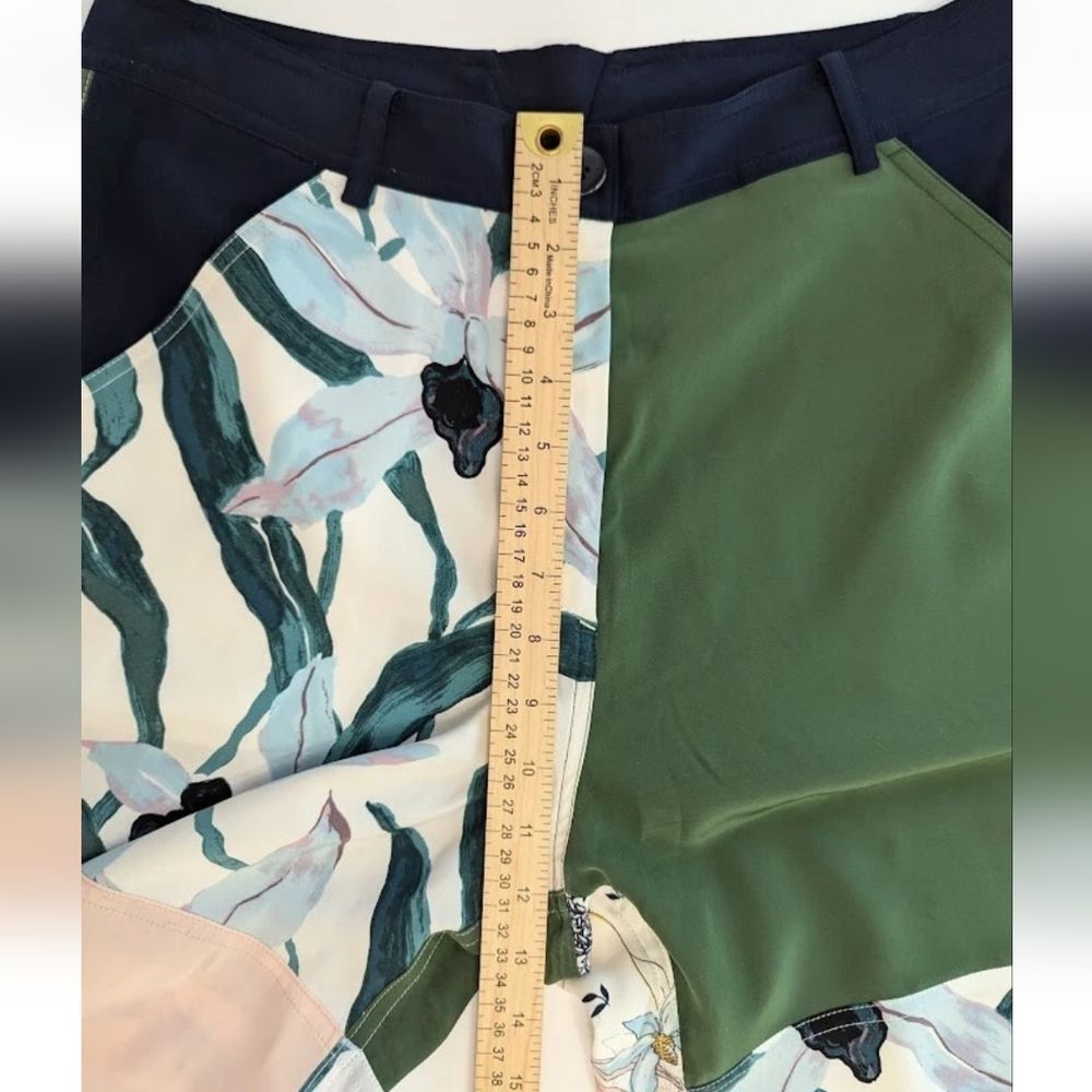 Tory Burch 100% Silk Floral Wide-Leg Cargo Patchwork Trousers Pants Size 6 - Picture 14 of 16
